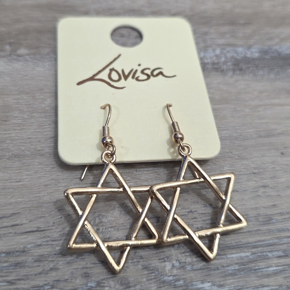 Lovisa Star of David Drop Gold  Color Earrings - New